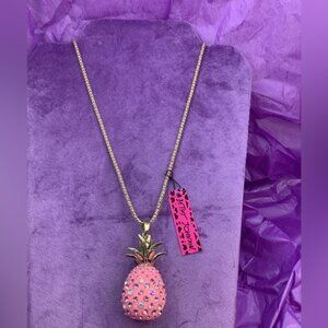 Betsey Johnson Pink Pineapple Pendant Necklace